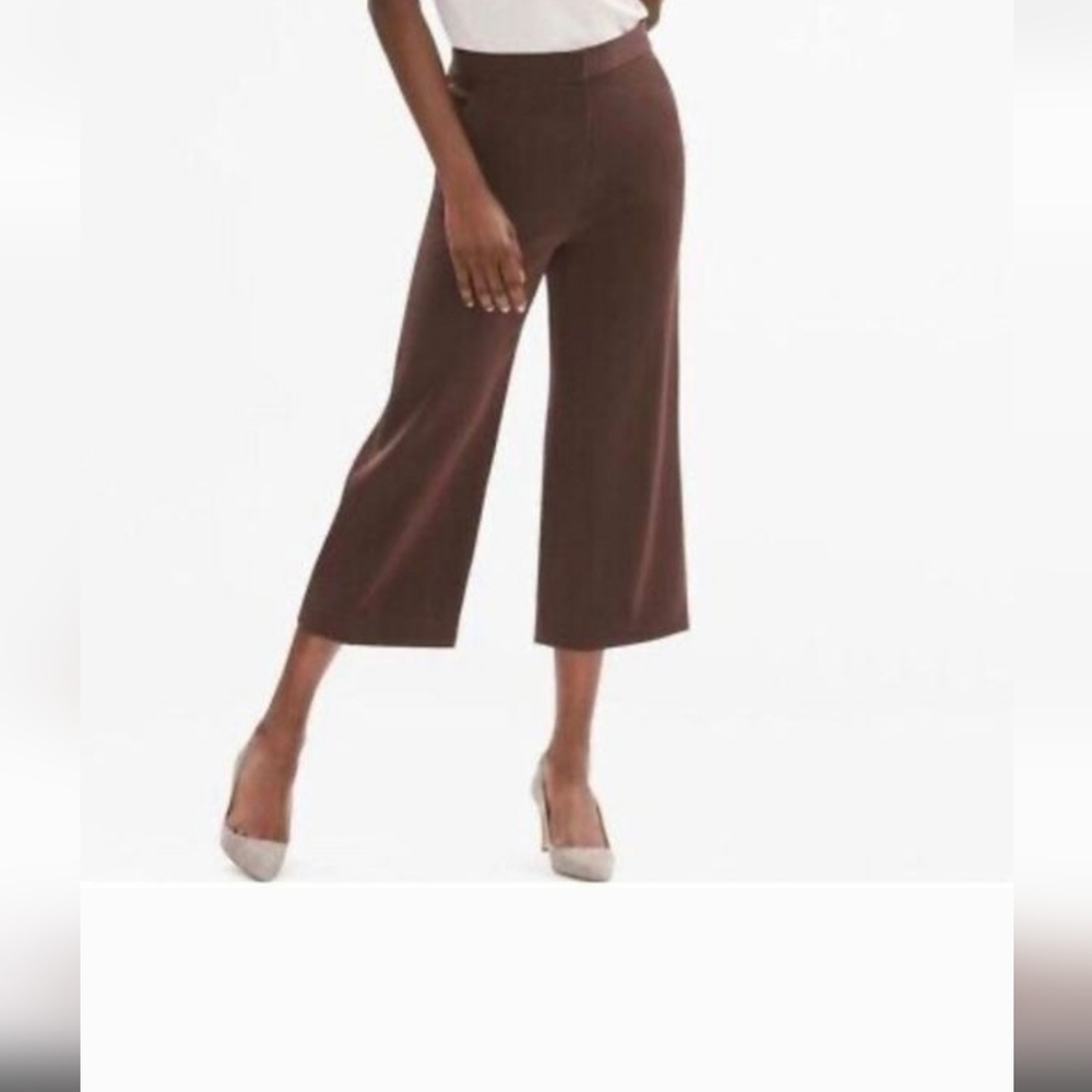 MM LAFLEUR Elegant Brown Women's The Pippa Pant Cropped Wide SZ 6